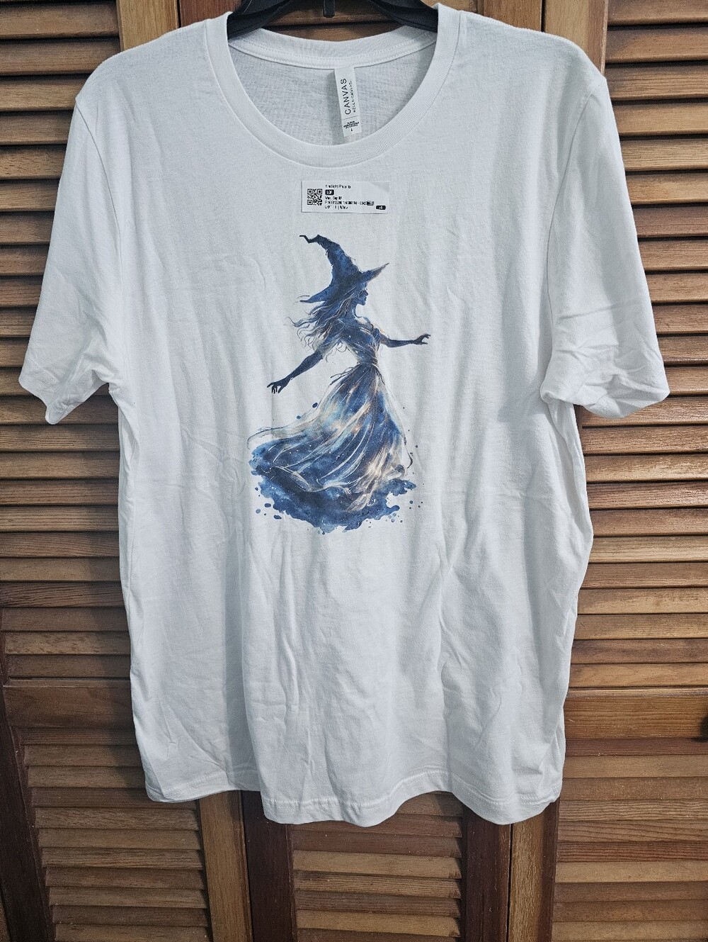 Moonlit Watercolor Witch Halloween Spooky T-Shirt Size L NWT